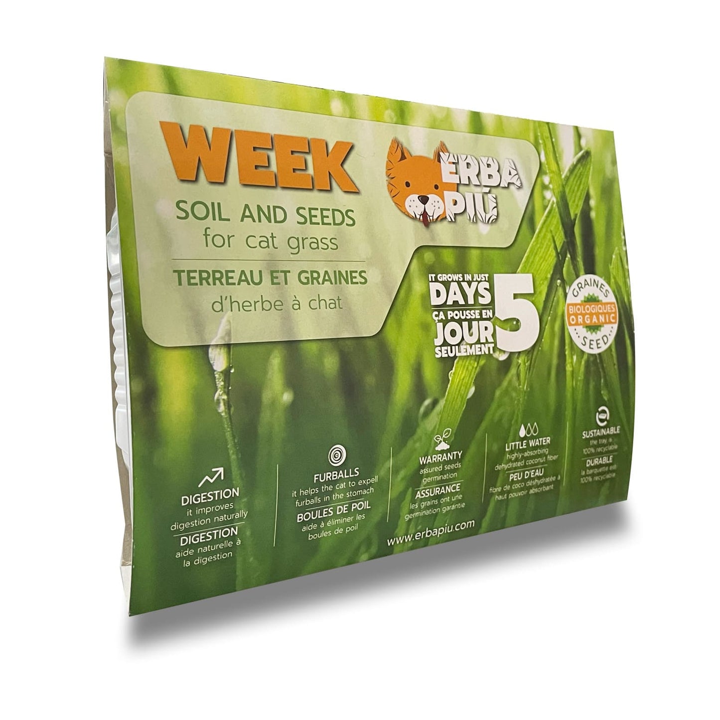 Erba Piu - Week Soil and Seeds Kit for Cat Grass
