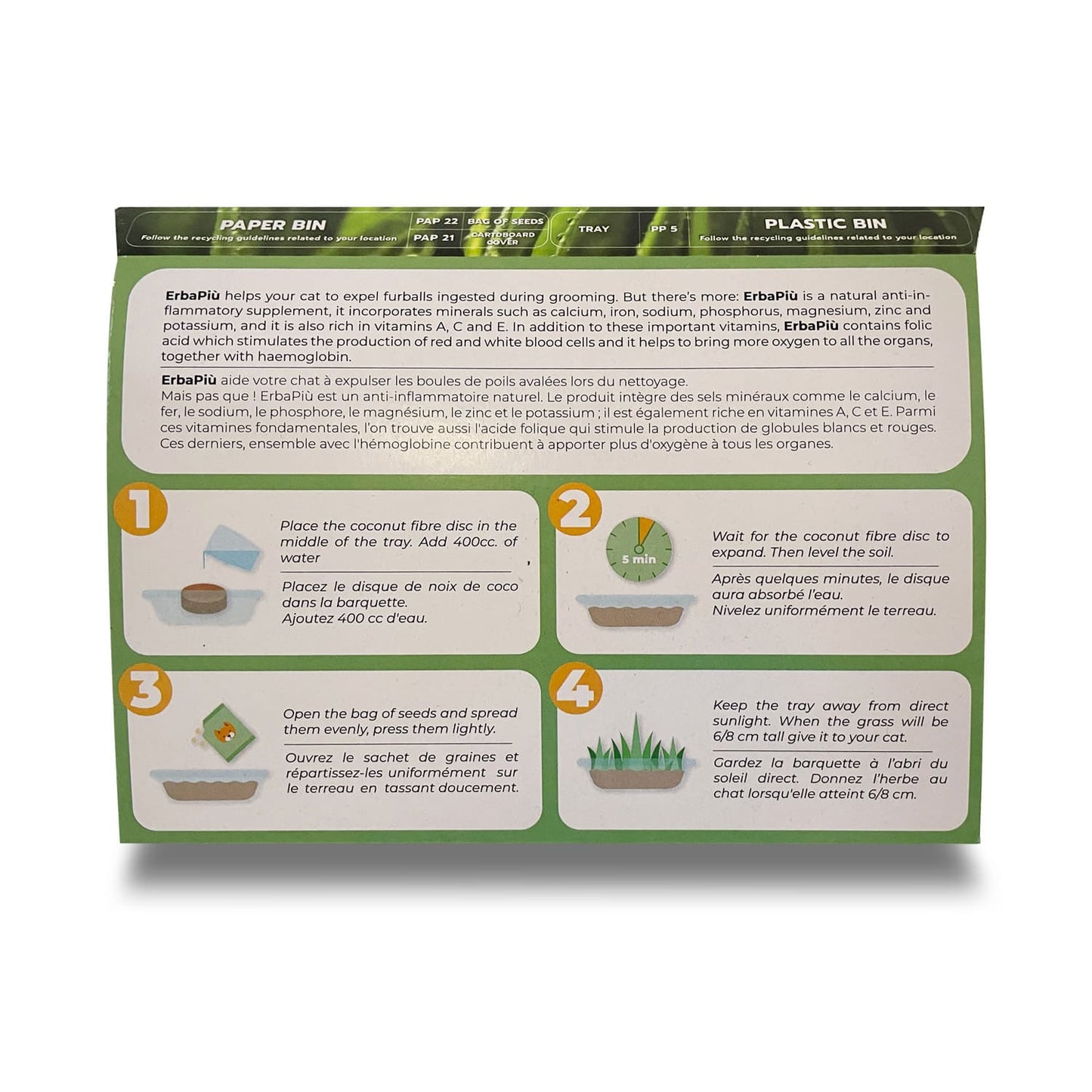 Erba Piu - Week Soil and Seeds Kit for Cat Grass