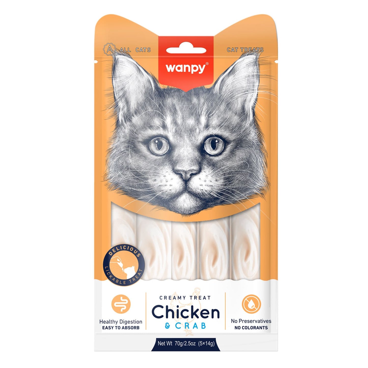 Wanpy Creamy Lickable Cat Treats – Chicken & Crab