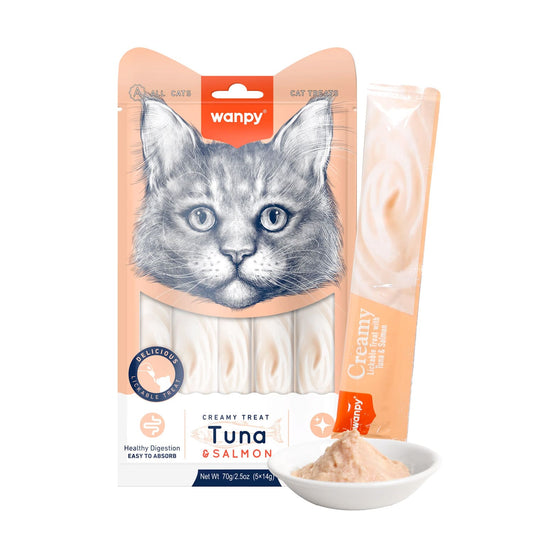Wanpy Creamy Lickable Cat Treats – Tuna & Salmon