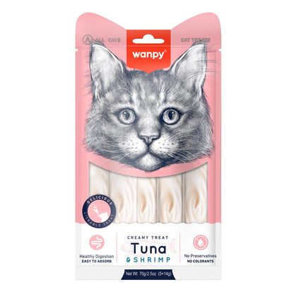 Wanpy Creamy Lickable Cat Treats – Tuna & Shrimp